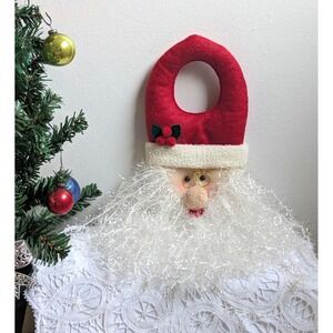Vintage Santa Door Hanger Wall Decor, Plush Christmas Santa Face